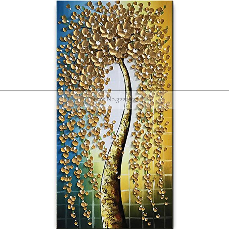 Современная Абстрактная Картина на холсте ручной работы деньги дерево нож