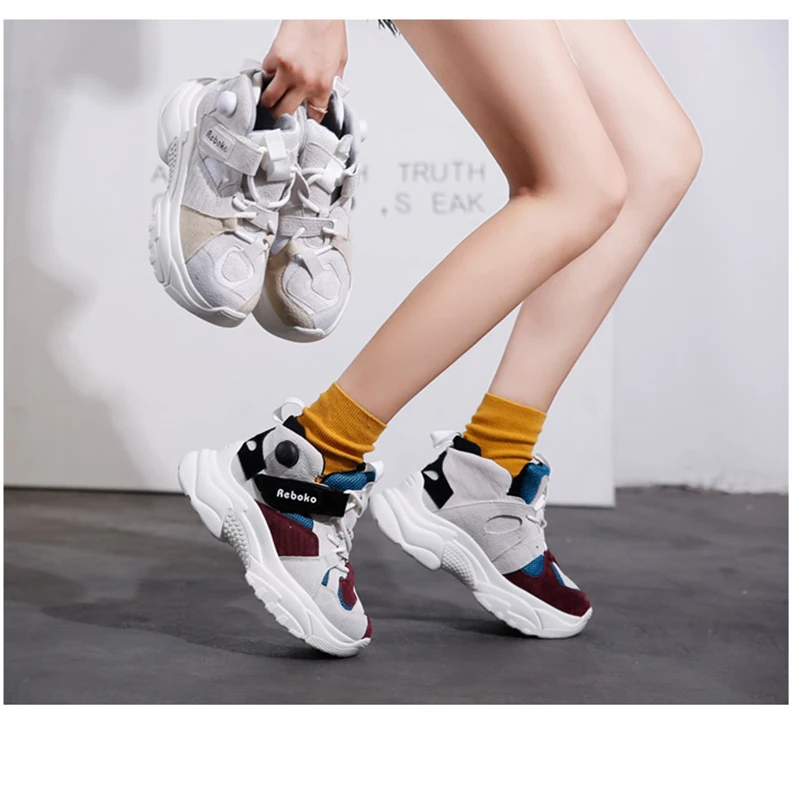 RY-relaa sports shoes female 2019 new summer and autumn Korean version of Harajuku breathable thick soles | Спорт и развлечения