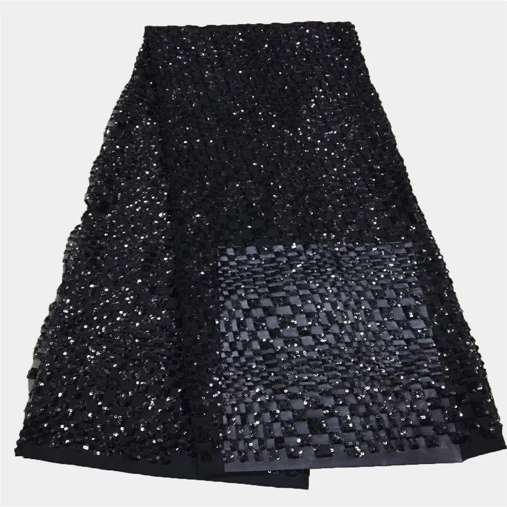 (5 ярдов/шт) замечательная вышитая африканская кружевная ткань с пайетками