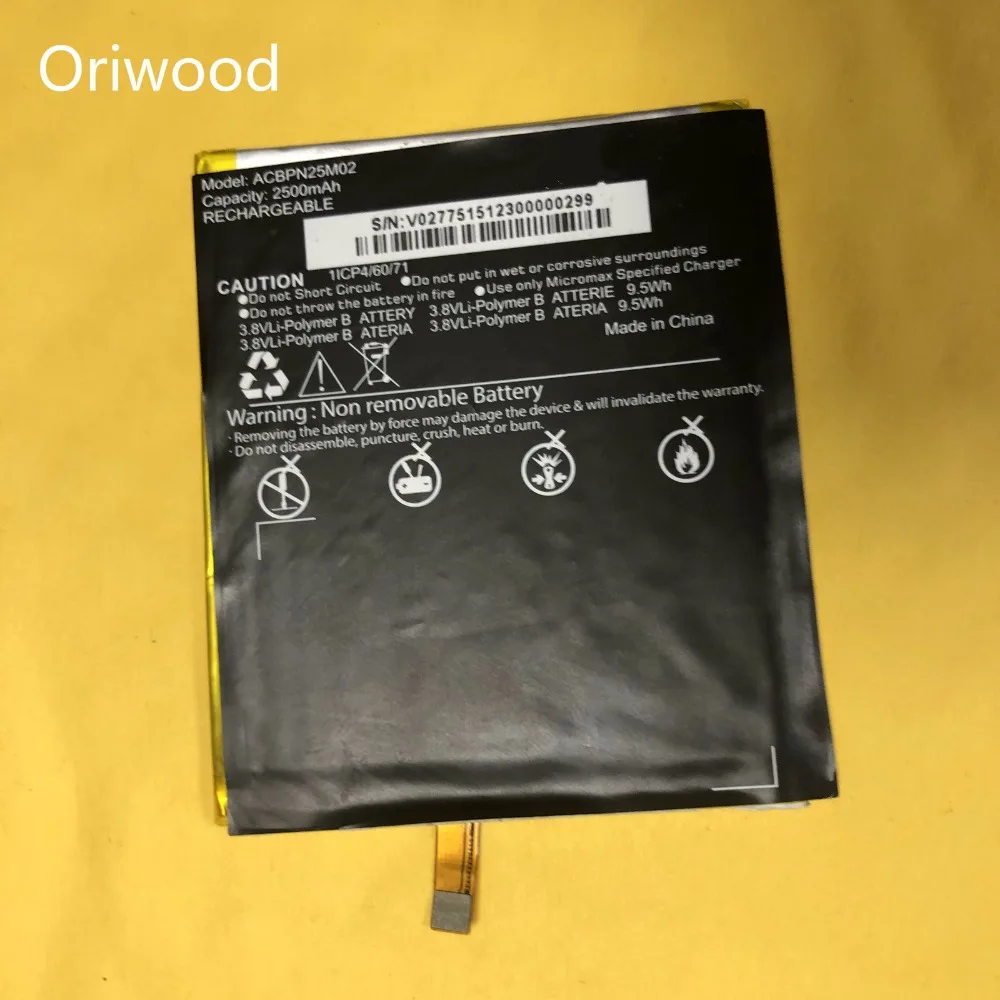 OriWood 3 8 V 2500 мА/ч 1ICP4/60/71 ACBPN25M02 для Micromax Canvas Spark3 Q385 Батарея | Мобильные телефоны и