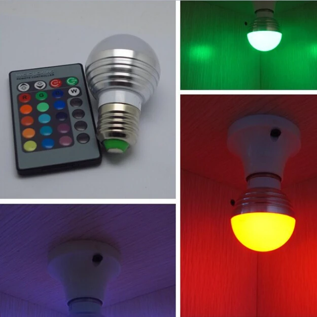 

AC85V-265V E27 E14 dimmer LED RGB Bulb Candle lamp 5W LED RGB Spot light magic Holiday lighting+IR Remote Control 16 colors