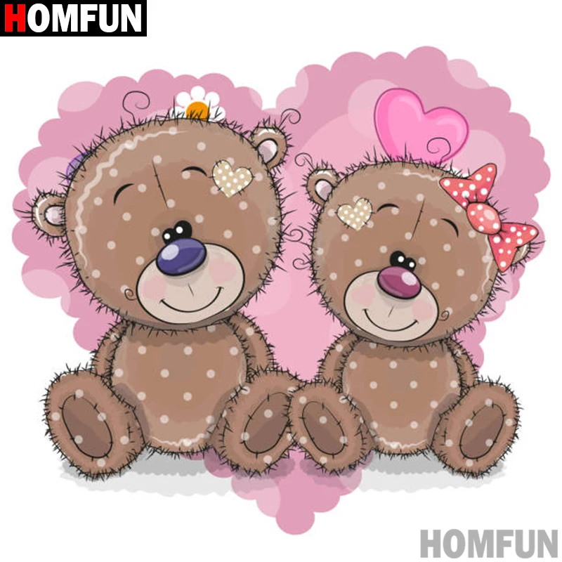 Алмазная 5D картина Homfun мультяшный медведь вышивка крестиком из