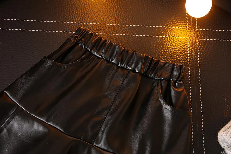 MESOLO/Осенняя Короткая юбка для девочек детская из искусственной кожи короткая