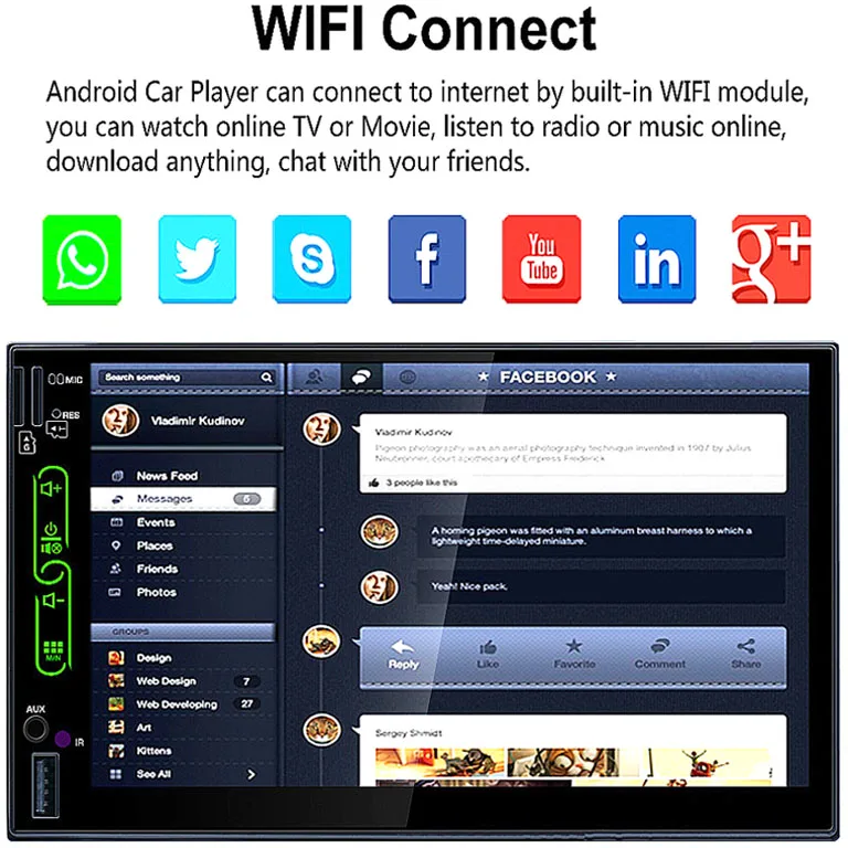 Универсальный 2 din Android 6 0 dvd плеер автомобиля gps Wi Fi Bluetooth 7 дюймов экран|din android|universal