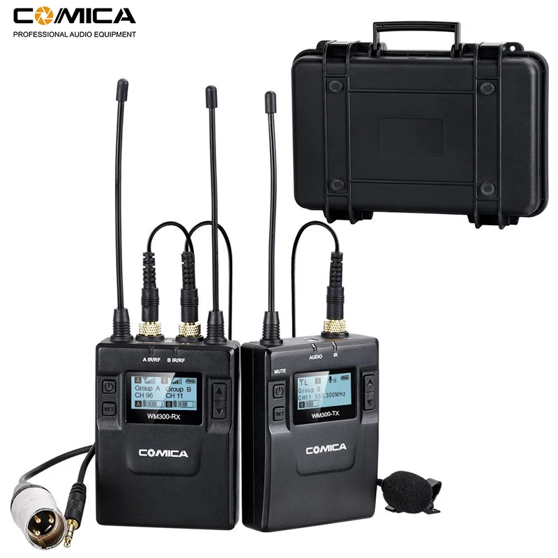 Comica CVM WM300 96 канальный UHF Беспроводной Lavalier отворотом микрофон система для Canon Sony