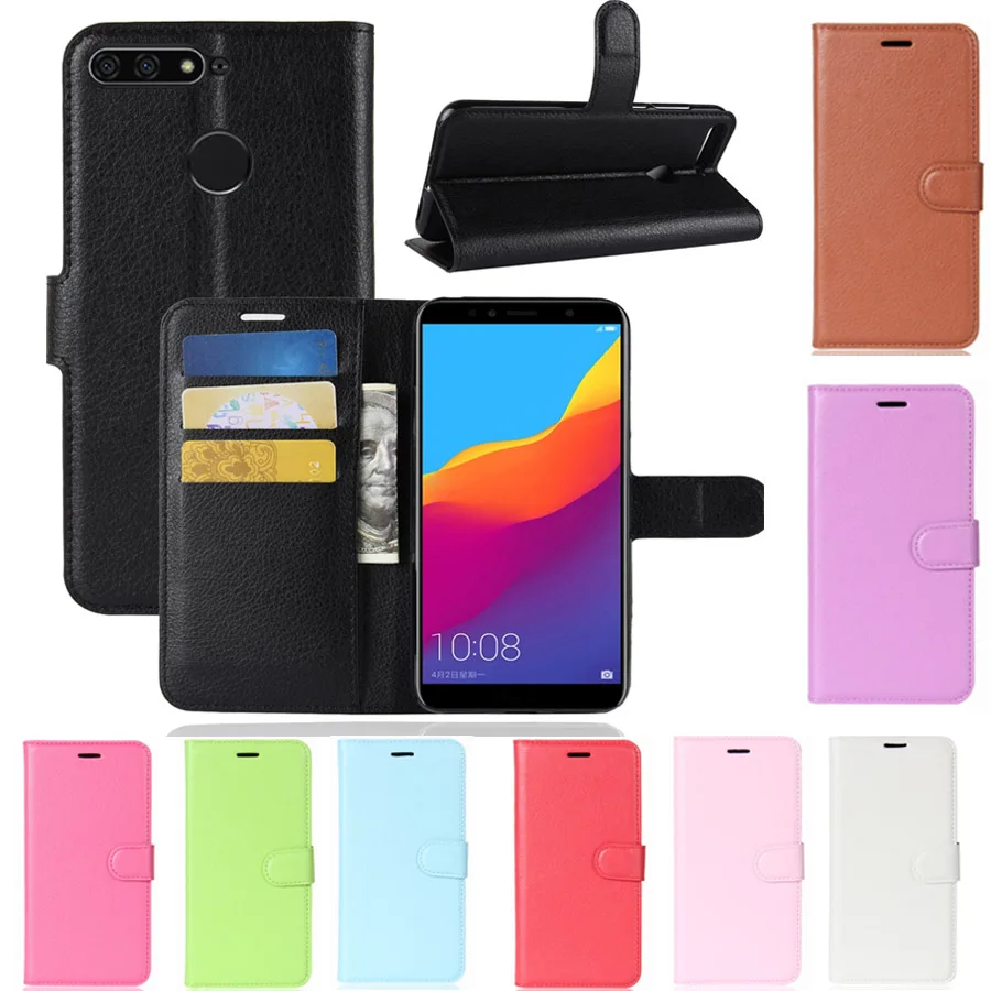 Роскошный кожаный чехол кошелек с откидной крышкой и подставкой для Huawei Honor 7A Pro/