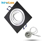 Встраиваемый потолочный Точечный светильник GU10 MR16 цоколь черный квадратный потолочный светильник 12 В 220 В для потолочного светильника с лампами 50 мм