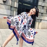 literary ethnic coconut fringed cotton and linen summer seaside decoration sunscreen scarf fashion shawls