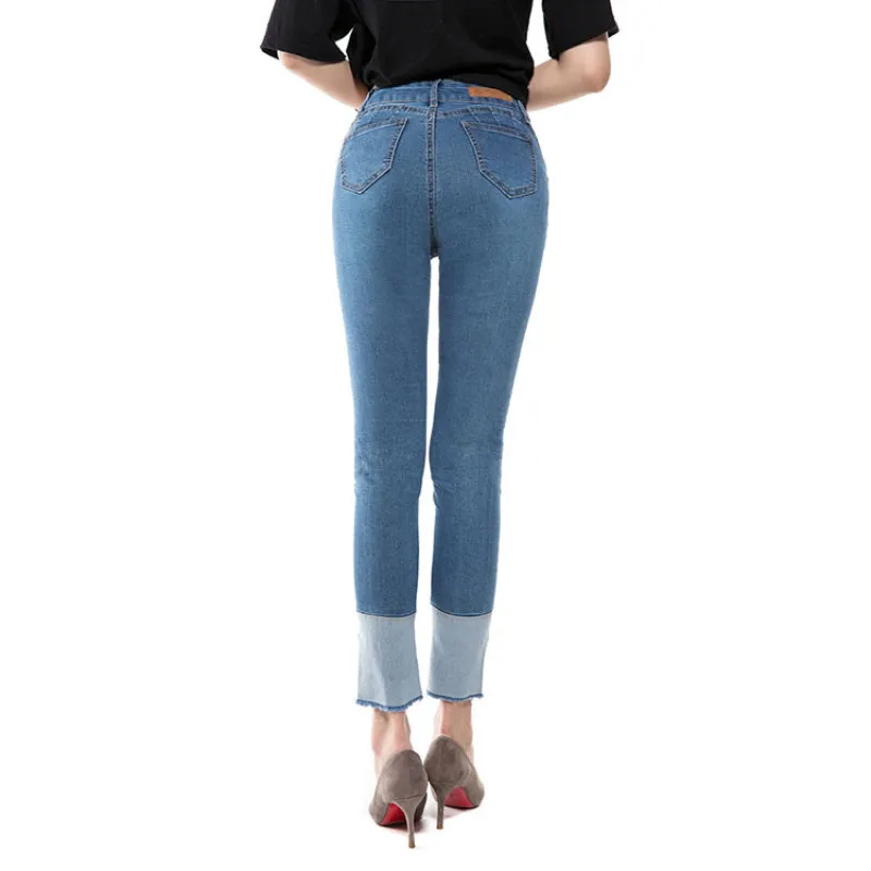Women's high waist jeans casual elastic sexy ladies tight blue pants skinny woman |