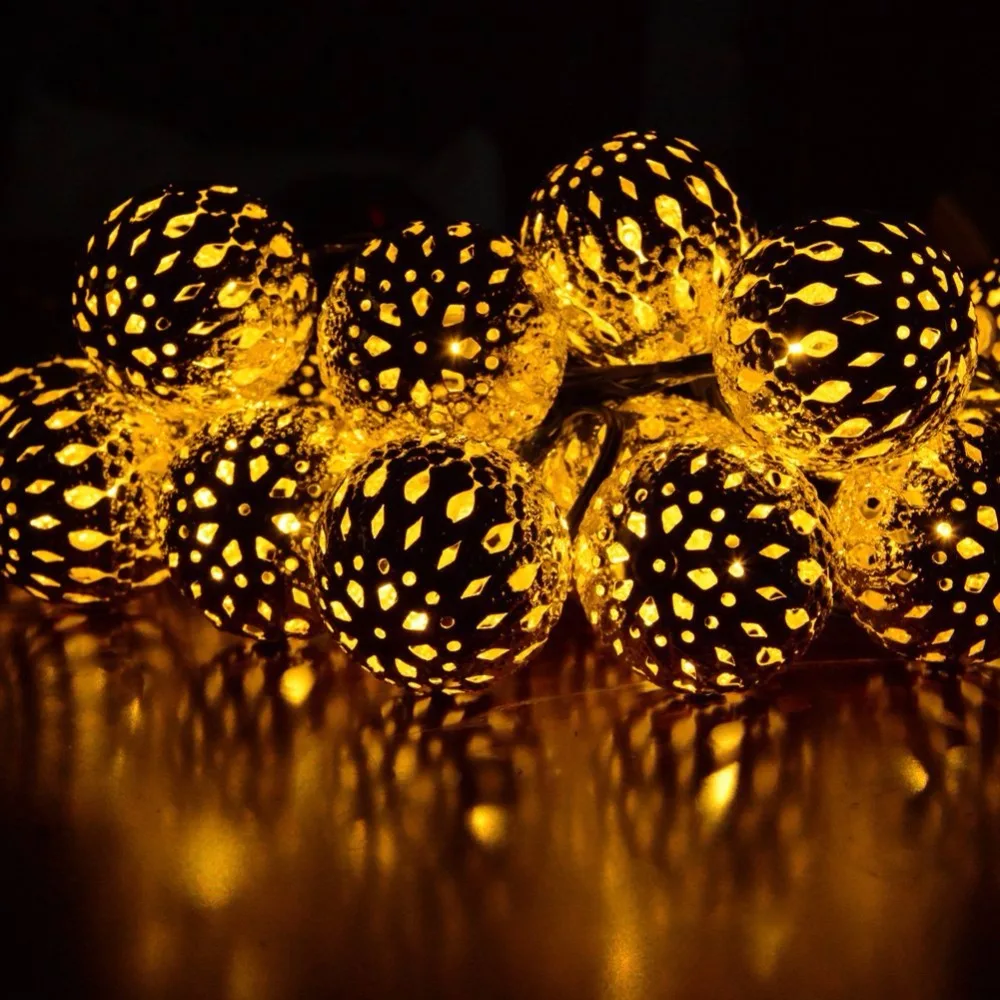 LED Globe String Lights Battery Operated 3M 30 LEDs Gold Moroccan for Bedroom Curtain Patio Lawn Landscape Fairy Garden Home | Лампы и