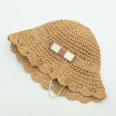 MAERSHEI, летние шапки для детей, для девочек, Chapeau Femme, пляжная шляпа, подарок на день детей, рафия ручной работы, вязаная крючком, мягкая соломенная шляпа от солнца - Цвет: 2 color