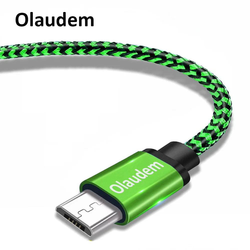 Olaudem мобильный телефон кабели микро usb кабель 2 м 3 нейлоновый Плетеный Micro USB для