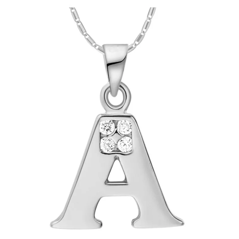 Модное колье из белого золота с надписью в английском стиле|pendant necklace|18 kf letter |