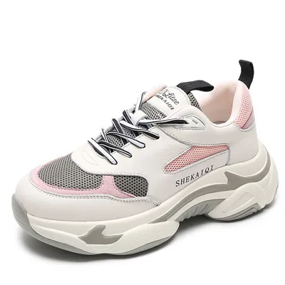 Pink MStacchi/Модные женские кроссовки; женская повседневная обувь на толстой плоской платформе со шнуровкой; женская дышащая сетчатая обувь для папы; Sandalias Mujer - Цвет: Pink