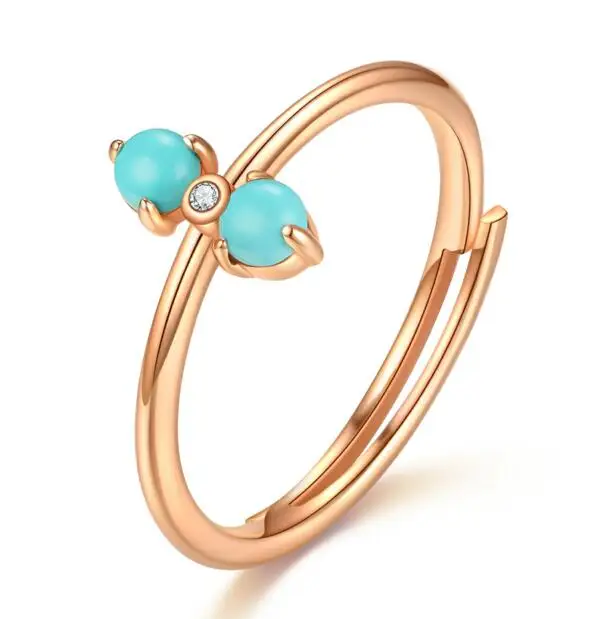 turquoise ALLNOEL Настоящее 925 пробы серебряные кольца для женщин натуральный бирюзовый розовый кварц драгоценный камень Танзанит Свадебные ювелирные изделия золото - Цвет камня: turquoise