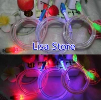 free dhl 200pcs 1 meter usb data cable charger charging cable colorful led luminous tube light emitting data line for android