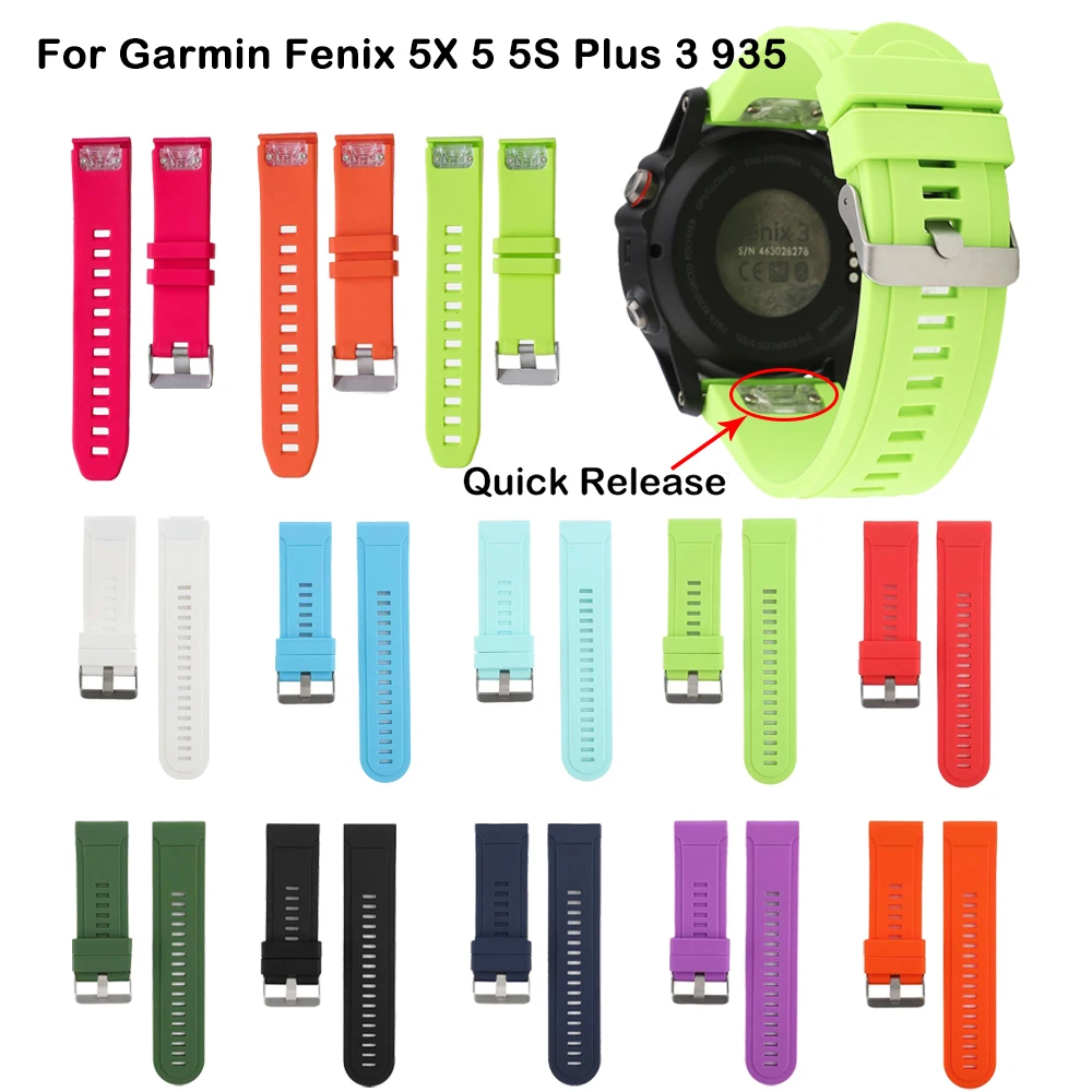 20 22 26 мм силиконовый ремешок для часов Quick Release easy Fit Garmin Fenix 5 5S 5X Plus 3 3HR MK1 6S 6X 6 Pro |