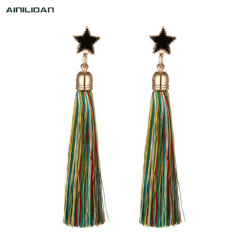 AINILIDAN Мода сплава на нефть упадут эмаль звезды уха шпильки длинные Стиль Цветной