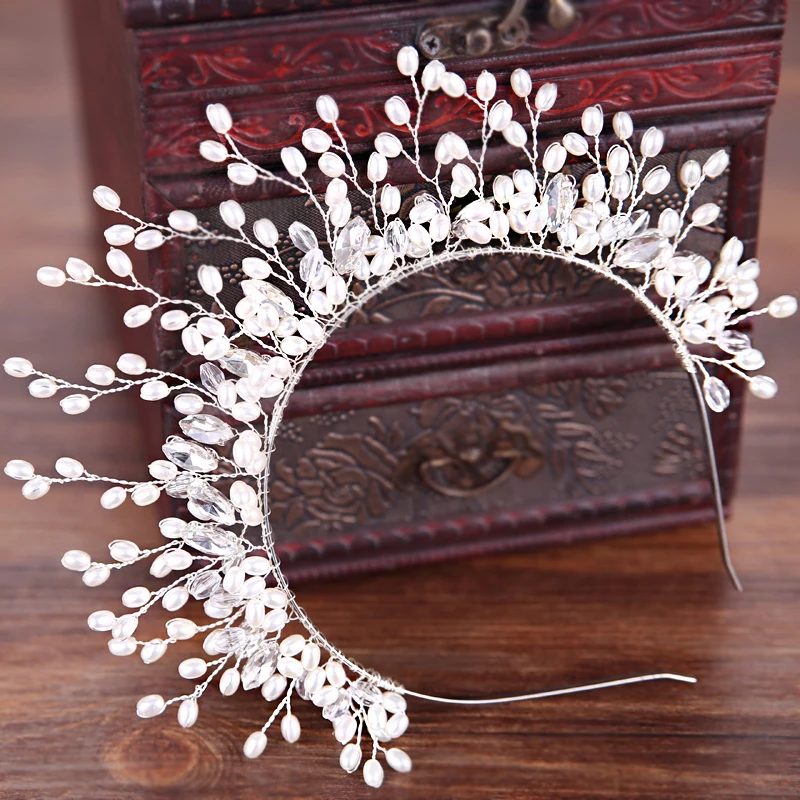 Женский обруч для волос с жемчугом свадебный кристаллами свадебная тиара и