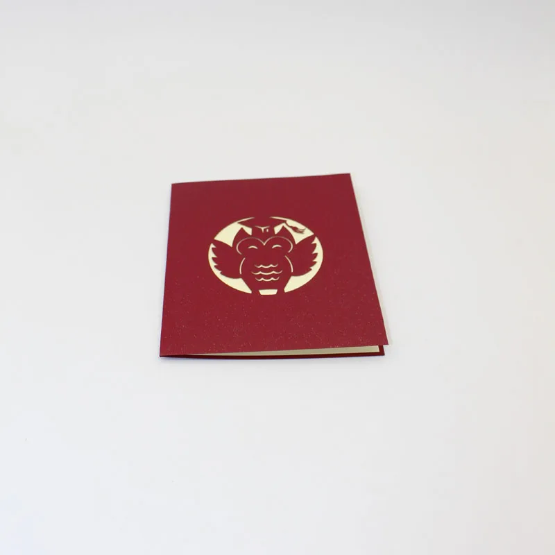 (10 шт./лот) выдолбленная 3D всплывающая карта креативная милая сова с Dr. Hat бумага