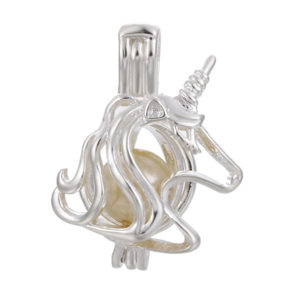 10 шт. серебряный единорог жемчужная клетка бусины в каркасе эфирное масло