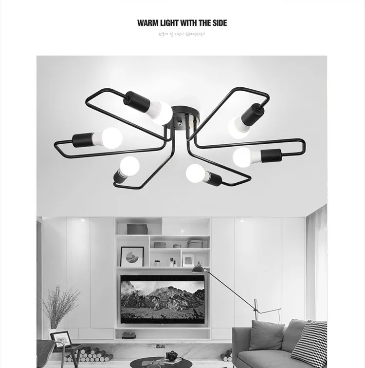 6 lights wide 72 cm DAR 4/6 светильник Ретро кованого железа потолочный светильник s спальня/столовая винтажная черная потолочная лампа светильник E27 люстры - Цвет корпуса: 6 lights wide 72 cm