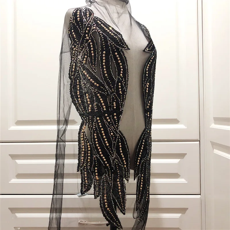 1 пара три цвета большой лист ремесло бисер мотив стразы украшение железо нашивки