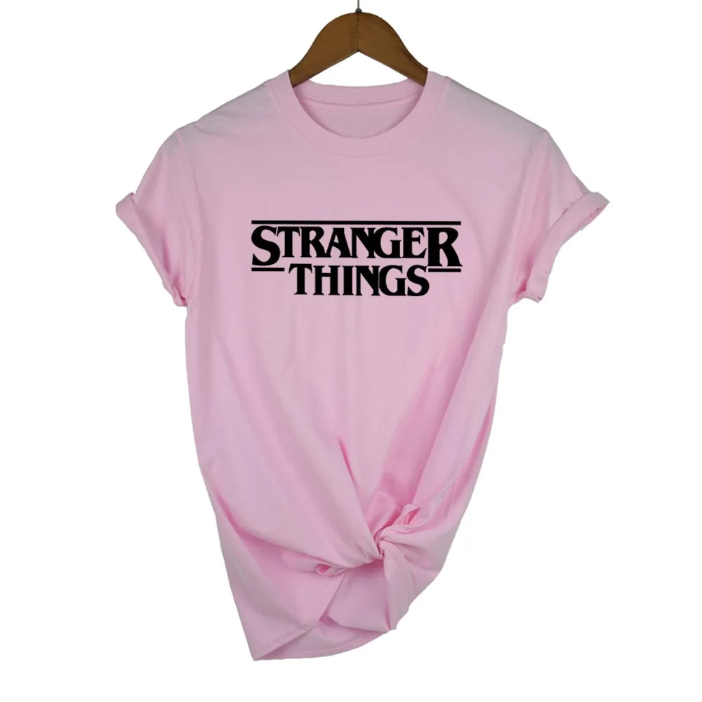 Странные Вещи Ringer Tee хипстерские рубашки Tumblr графическая футболка для женщин мужской с принтами с буквами Футболка Мода хлопок повседневное Топы корректирующие - Цвет: pink black