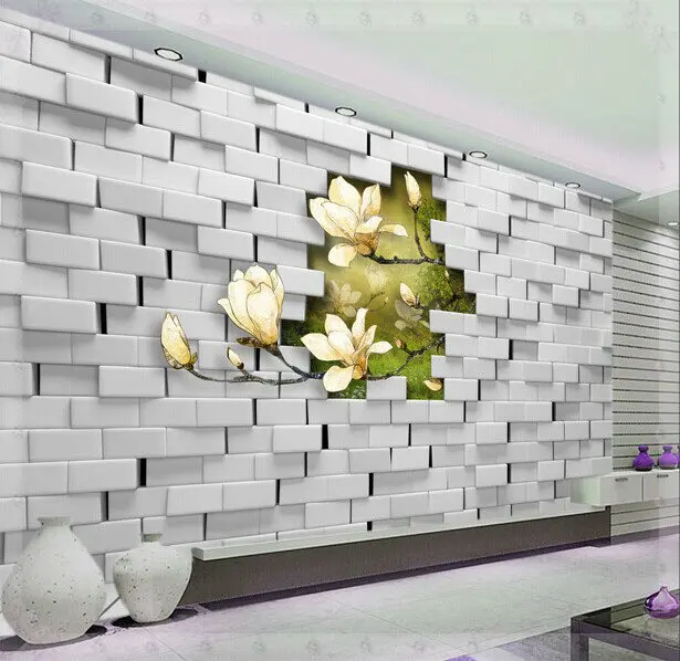 green waterproof mildew large Magnolia 3D stereoscopic living room TV backdrop wall luz cocina led | Обустройство дома