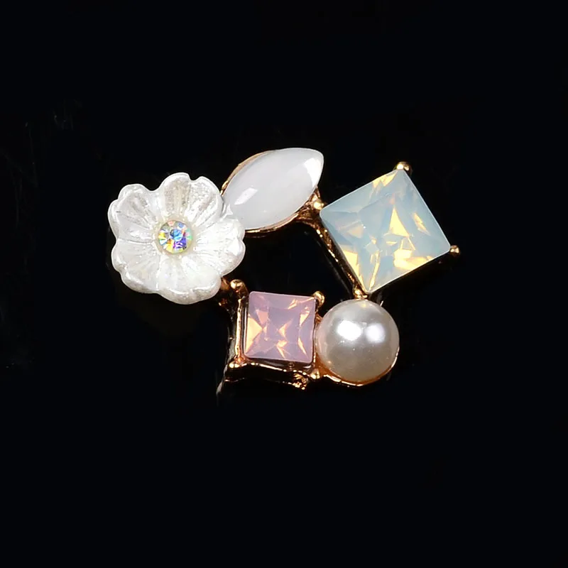 

10pc 15*22mm Gold Color Pearl Resin Flower Beads Charm pendant For DIY Handmade Wedding Head pieces Jewelry Making Accessories