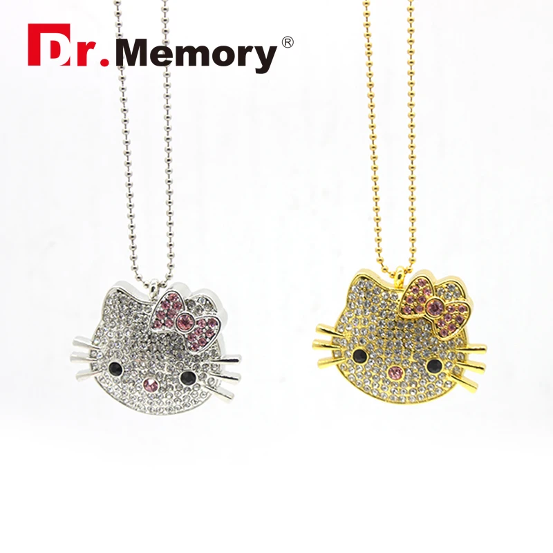Hello Kitty Ювелирные Изделия Кристалл 64 ГБ Флешки Мультфильм USB Flash Drive 4 8 16 32 stick молния
