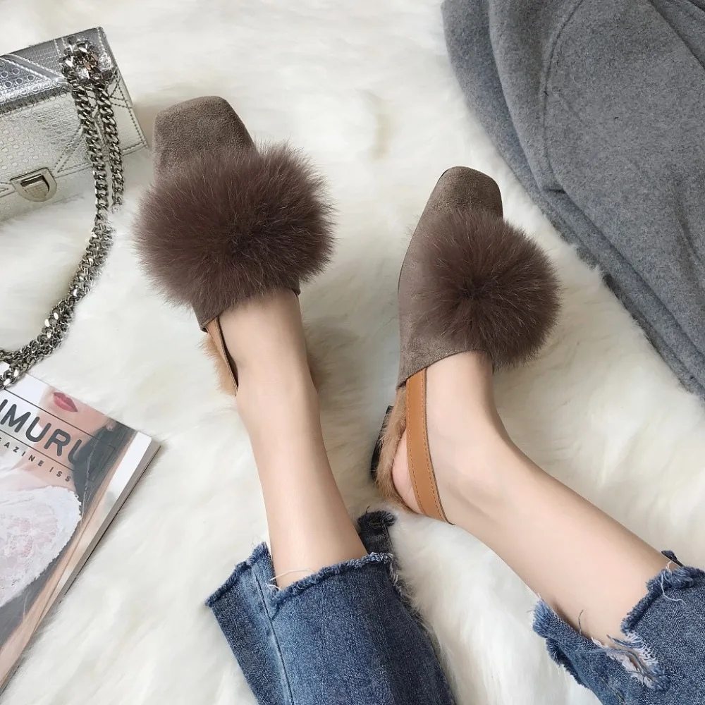 Наружный пушистый мех лоферы с пряжкой плюшевая обувь zapatos mujer коллекция 2019 года