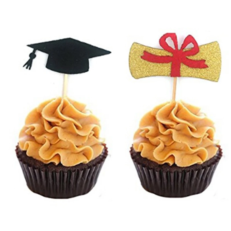 5 шт./упак. бумажный торт вставка карта черная шляпа бант Золотой номер