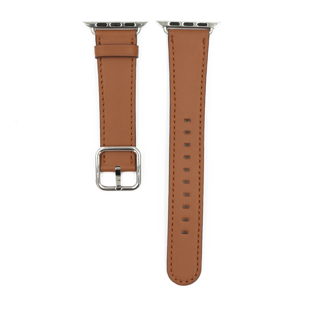 Brown URVOI кожаный ремешок для apple watch серии 4, версия 1, 2, 3, ремешок из телячьей кожи ремешок для наручных часов iwatch, классические квадратные пряжки GEN.2 40/44 мм - Цвет ремешка: Brown