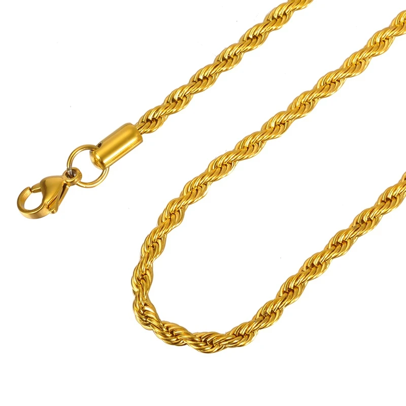 Мужская цепочка из нержавеющей стали LASPERAL золотистого цвета закрученная Омаром