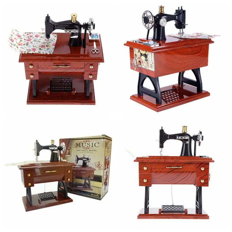 Ручным заводом music box мини-игрушка подарок на день рождения музыкальная личность Стиль Винтаж мини Вышивание машины Music Box