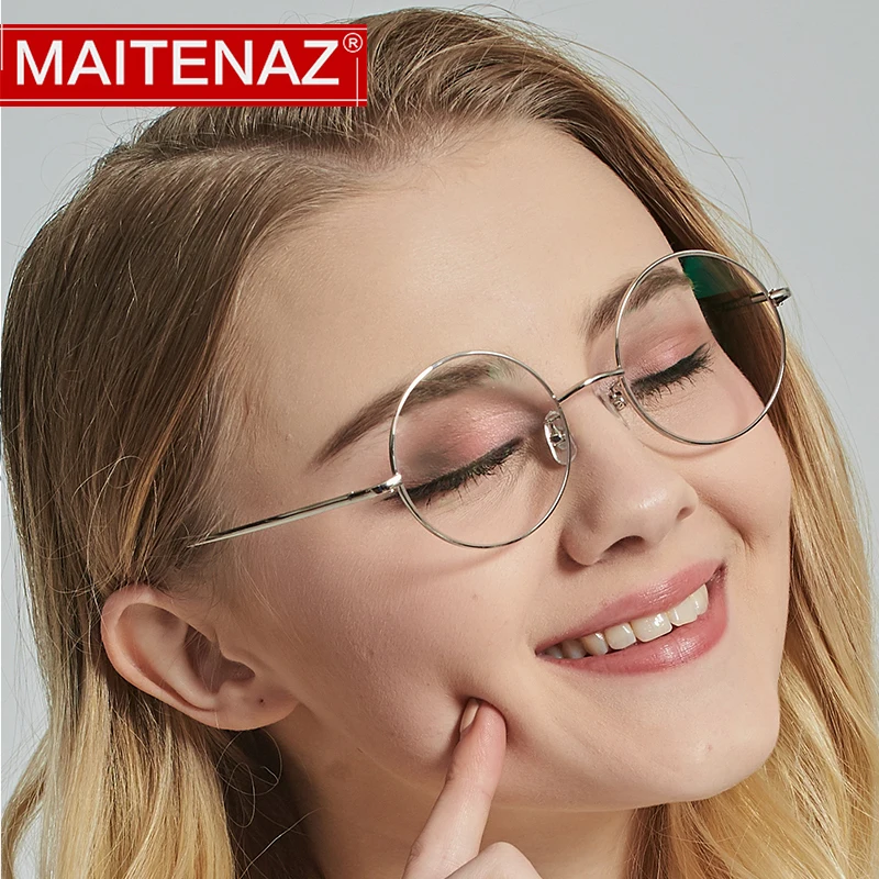 Винтажные круглые очки MAITENAZ из сплава индивидуальные в стиле колледжа с защитой
