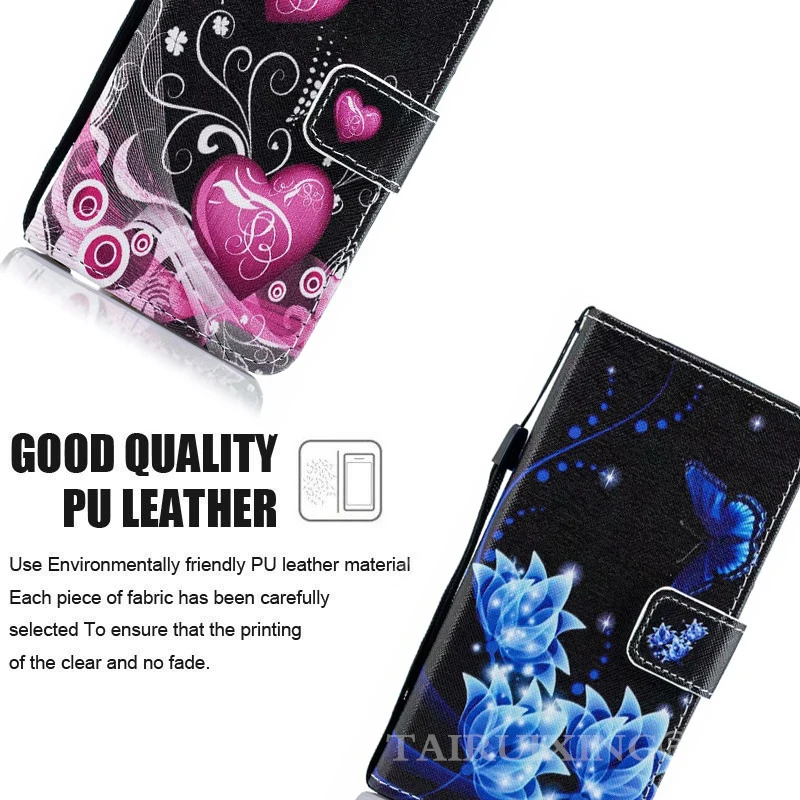 Кожаный чехол-книжка Love Heart для Huawei Mate 20 Pro X P20 Lite Plus Y5 Y6 2018 Nova 3i 3E Y9 2019 | Мобильные