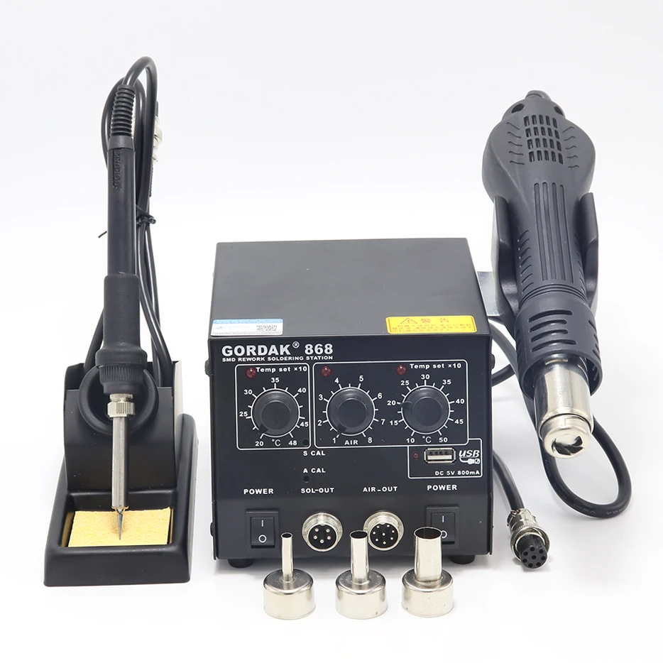 GORDAK 868 Высокая мощность фена паяльная станция USB интерфейс для мобильного телефона электронная схема сварка ремонт