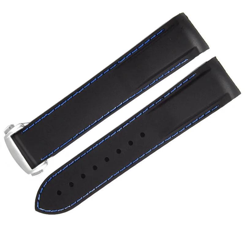 black blue polish Водонепроницаемый резиновый силиконовый ремешок для часов Omega AT150 20 мм 22 мм Sea Master 300 черный синий океан спортивный человек 8900+ Инструменты - Цвет ремешка: black blue polish