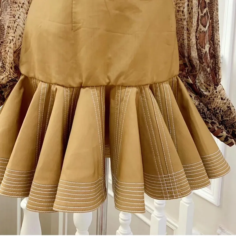 EXCOSMIC Мода Высокое качество Дизайнерские летние мини Embroidey шары бутик high Street мини элегантная юбка 2019SS