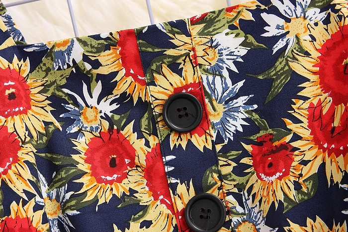 ALPHALMODA 2019 летние цветочные платье на бретелях Однобортный Высокая Талия пояса
