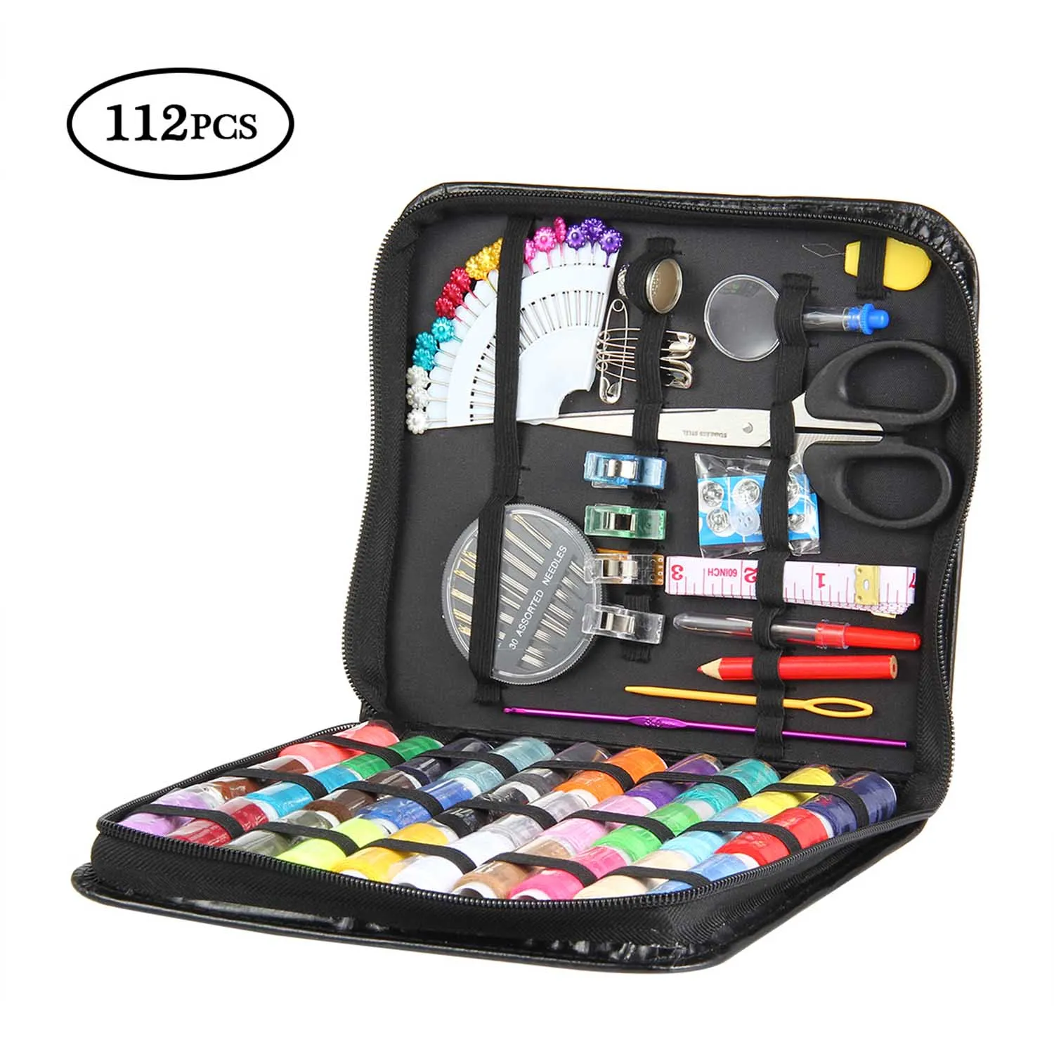 112pcs 25/101/112 шт Многофункциональный Портативный DIY Швейные коробка путешествия швейный набор игл устройство вдевания нитки лента Ножницы сумка для хранения - Цвет: 112pcs