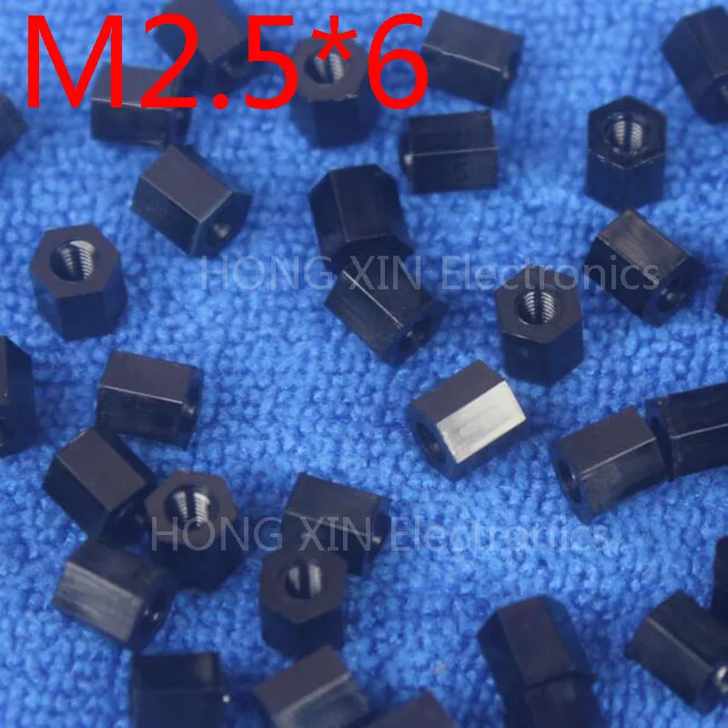 M2.5 * 6 1 шт. черный нейлон противостояние Spacer Стандартный женщина-женщина мм