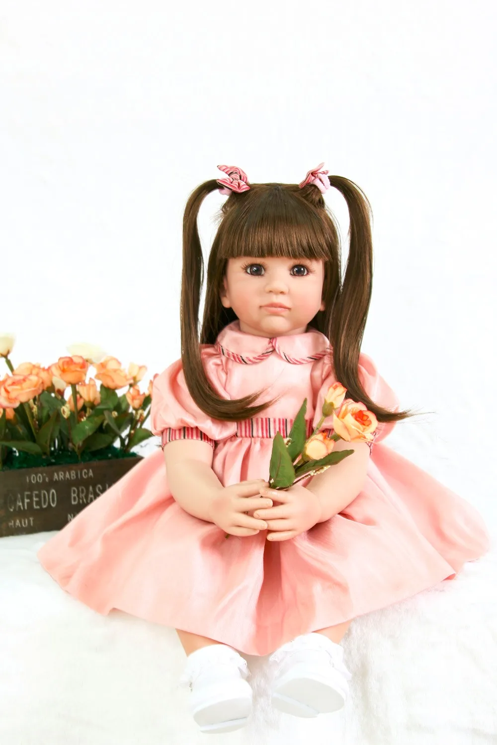 Высококачественная дизайнерская кукла Рапунцель 60 см большая кукла Boneca Bebe Reborn Dolls 3/4 силиконовая кукла Reborn Baby в юбке принцессы бутик DIY игрушка