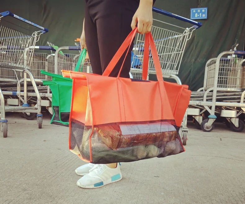 Многоразовые хозяйственные сумки продуктовый органайзер для тележки шоппер сумка размером для небольших продуктовые тележки складная эко-сумка тоут