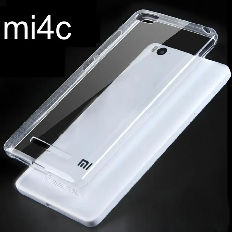 for Xiaomi mi4c case mi4i clear transparent 0.5mm ultra thin soft TPU silicone material free shipping