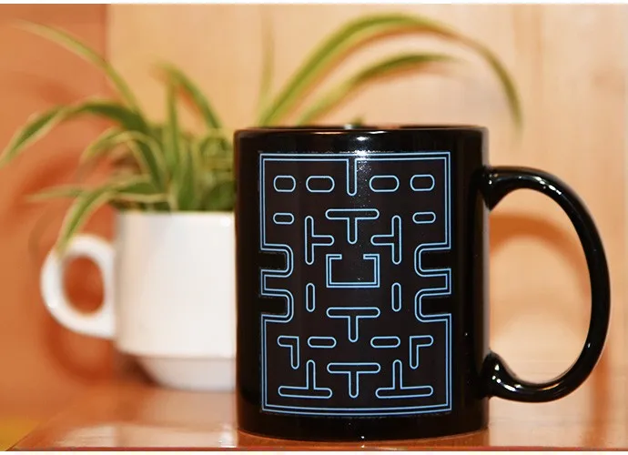 Горячая Распродажа Magic Цвет изменить Керамика Кофе чашки Pacman Стиль утро Чай кружка горячего Акварель-Изменение Кружка хороший подарок SH25