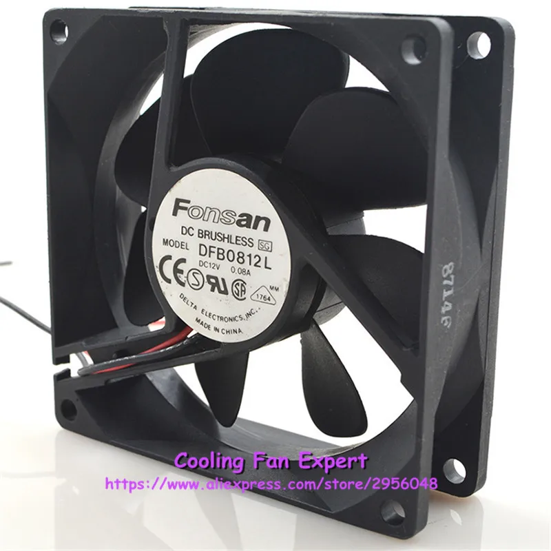 DFB0812L DC 12V 0.08A 8025 80*80*25 мм 2 провода двойной шаровой подшипник охлаждения осевой