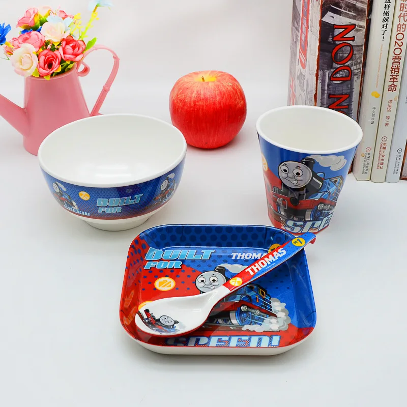 Creative cute cartoon children's tableware dishes dish spoon cup four-piece suit gift A5 melamine environmental protection table | Мать и